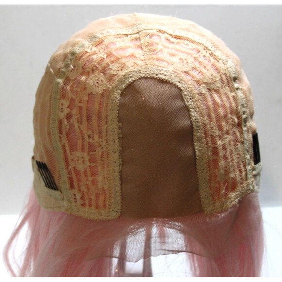 Womens Pink Short Straight Med Bob Wig Hair Party Synthetic Cosplay Lace Front - Picture 7 of 10